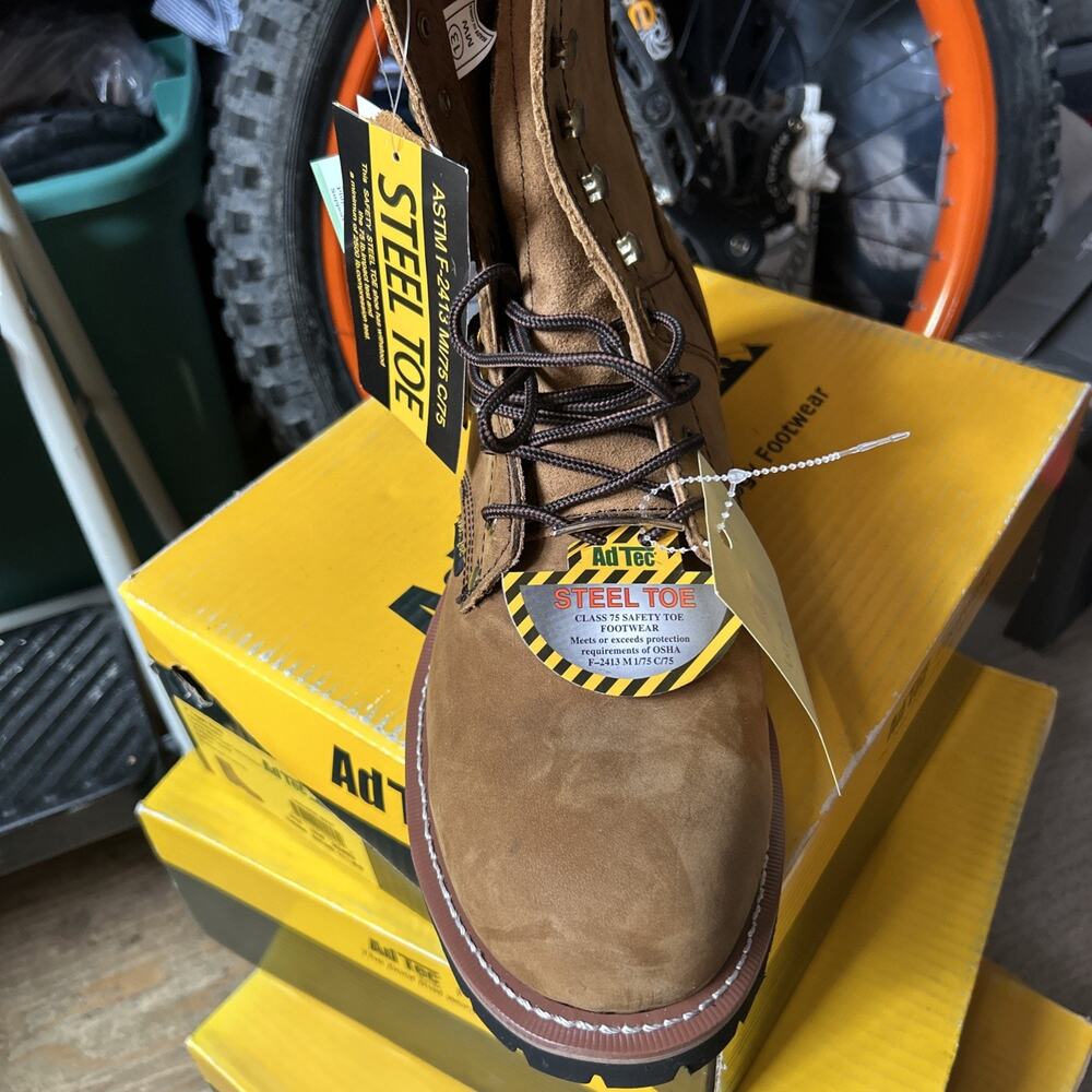 AdTec Men's 9" Logger Steel Toe Crazy Horse Leather Boots 1740 Size 13 - Picture 7 of 8